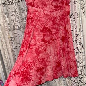 Lock & love knit Red Tie-Dye A-Line Skirt